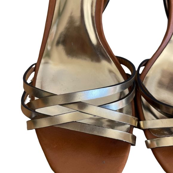 Coach brown and gold strap heels sandals - Picture 5 of 9